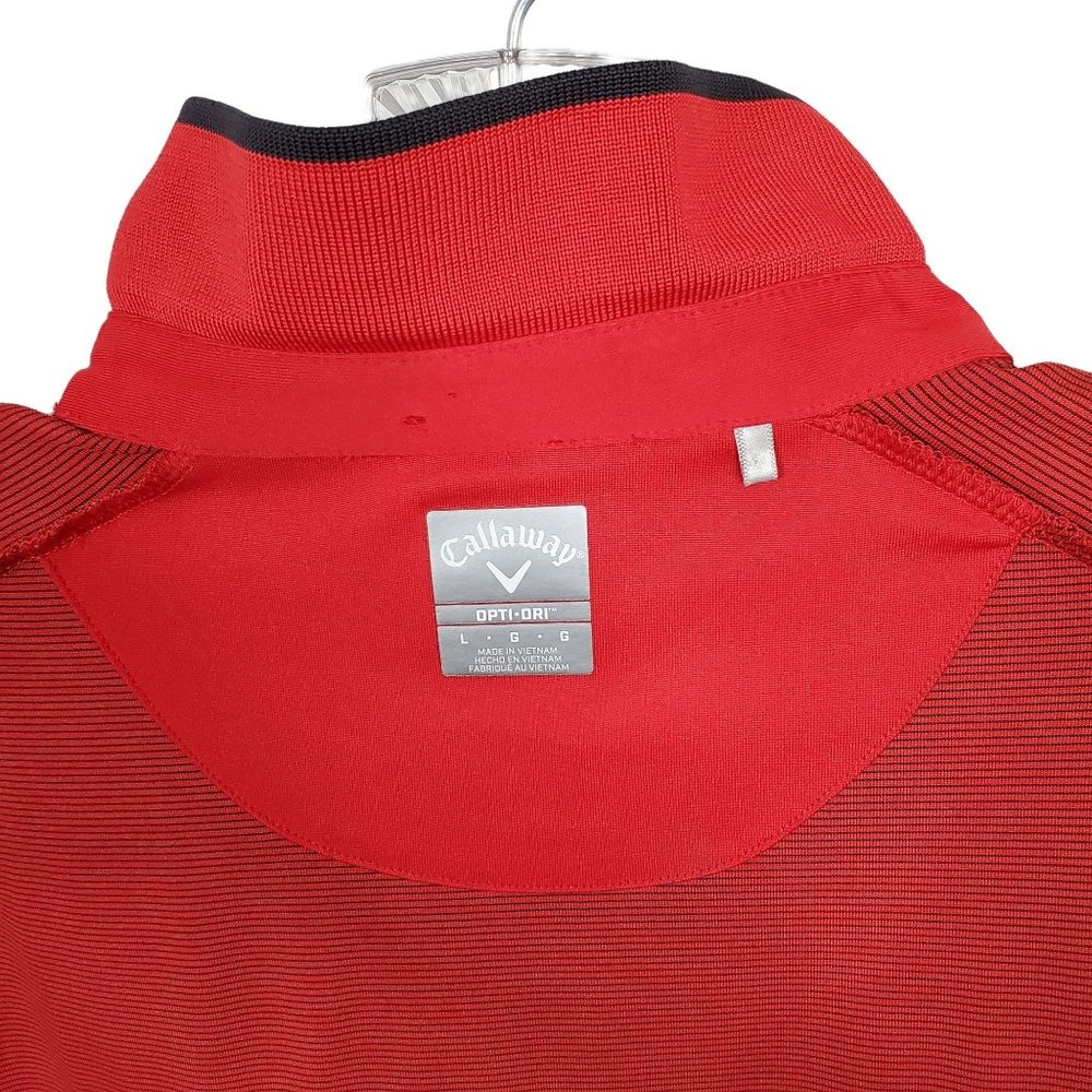 Callaway Size L Shirt Opti Dri Swing Tech Golf Polo Stretch Stripes Collar - Picture 8 of 8